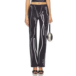 Di Petsa | Venus Shell Lycra Trousers for Women | White and Black / XS